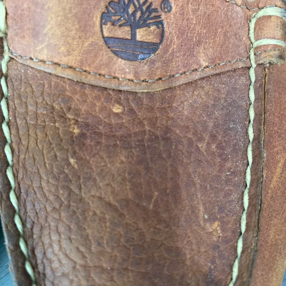 Timberland Brown Leather Nautical Boat Shoes Moc Toe Slip On Loafers 8M Preppy